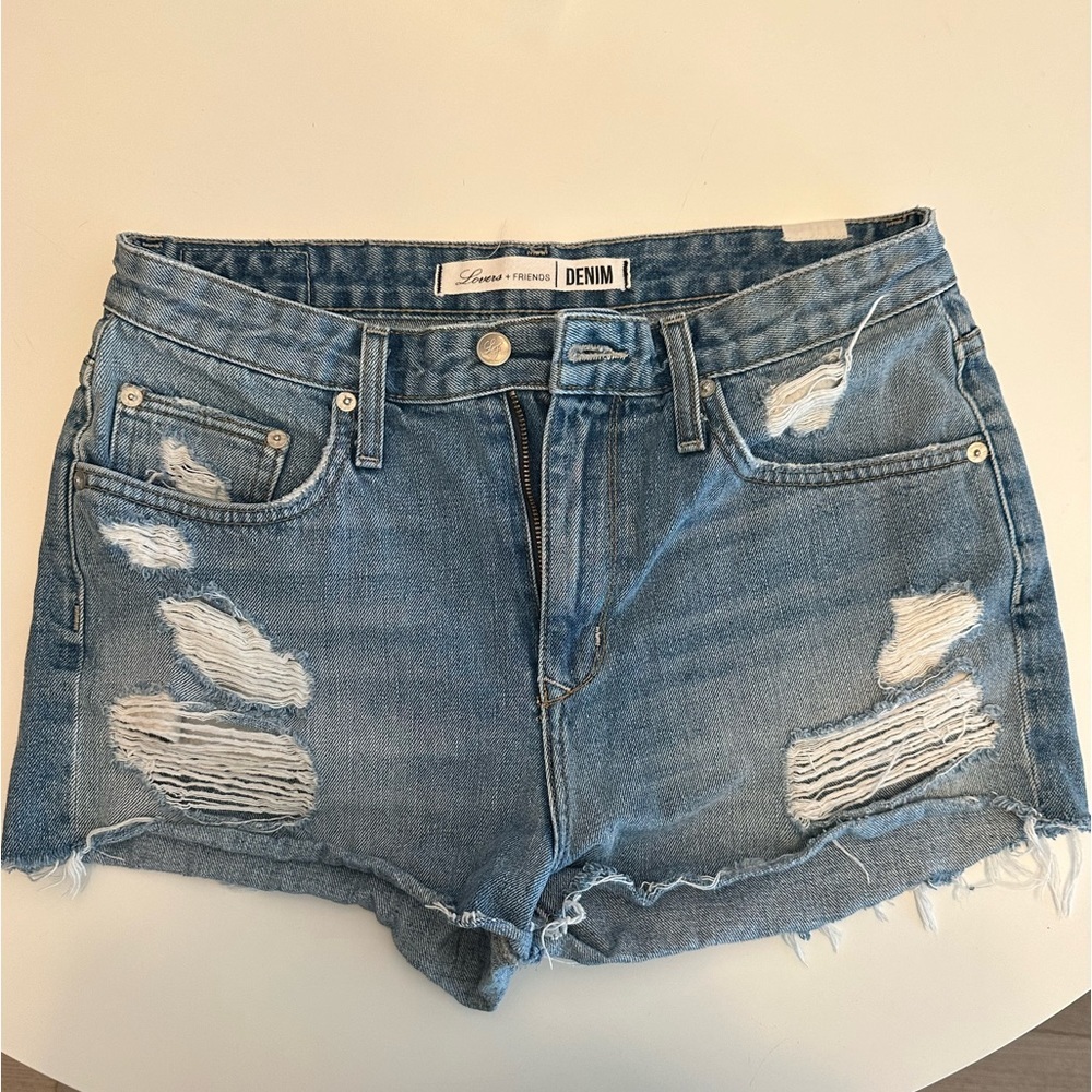 LOVERS AND FRIENDS distressed denim shorts, size 30